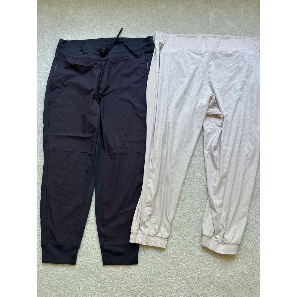 Athleta Women's Plus Size 22 Jogger Pants Black Beige Textured Lot of 2